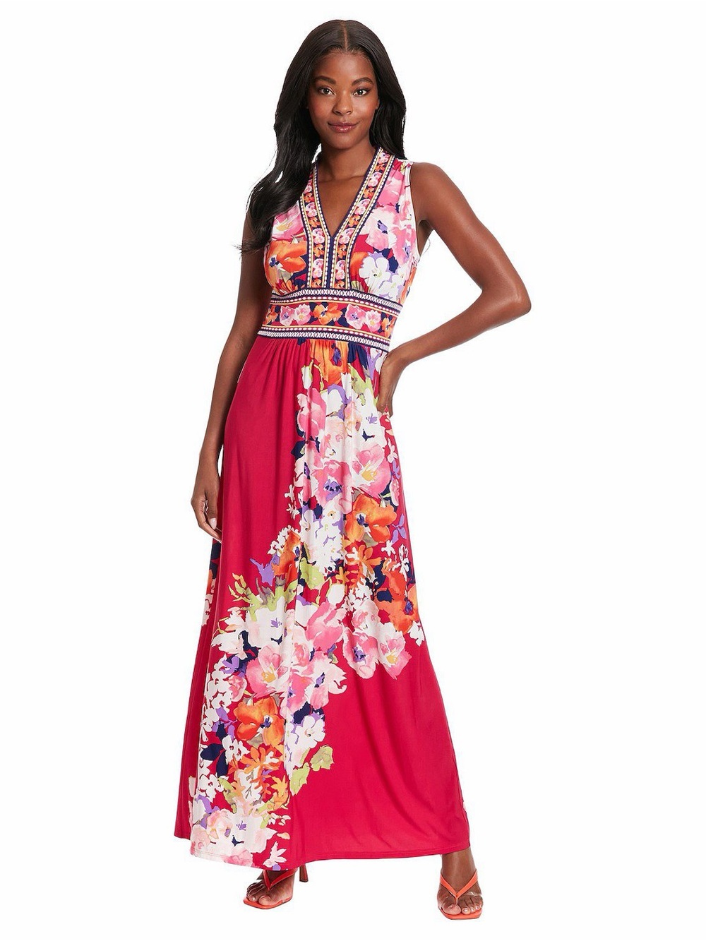 London Times Fuchsia Pink Floral Dress